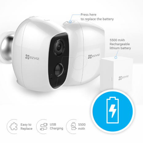 Heup Accountant opwinding EZVIZ C3A Wifi Batterij IP camera 100% draadloos voor buiten met audio en  app. - Avicam